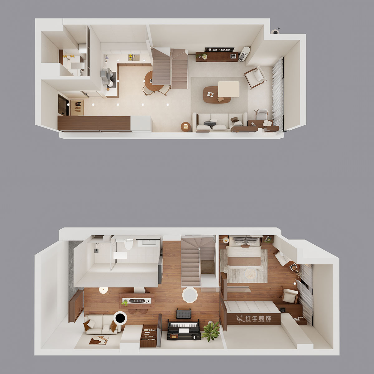 朱明琪｜瑞鑫兰庭综合楼1708-50㎡复式-现代简约风格｜loft公寓｜2室2厅2卫｜老房装修｜定制家｜全包12万｜00_04鸟瞰图